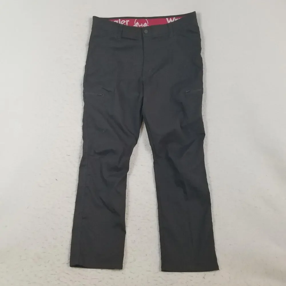 Wrangler Pants Mens 38x30 Black Nylon Spandex Hiking Cargo Zip‎ Pocket Outdoor